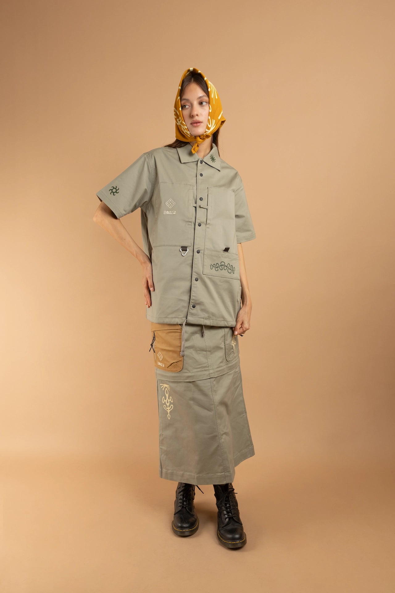 KAIRA CCC-Vol. 1  SS Painter Shirt - LIGHT OLIVE [REVERSIBLE]