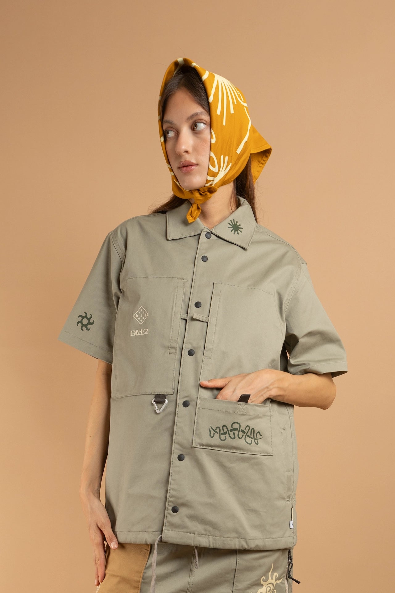 KAIRA CCC-Vol. 1  SS Painter Shirt - LIGHT OLIVE [REVERSIBLE]