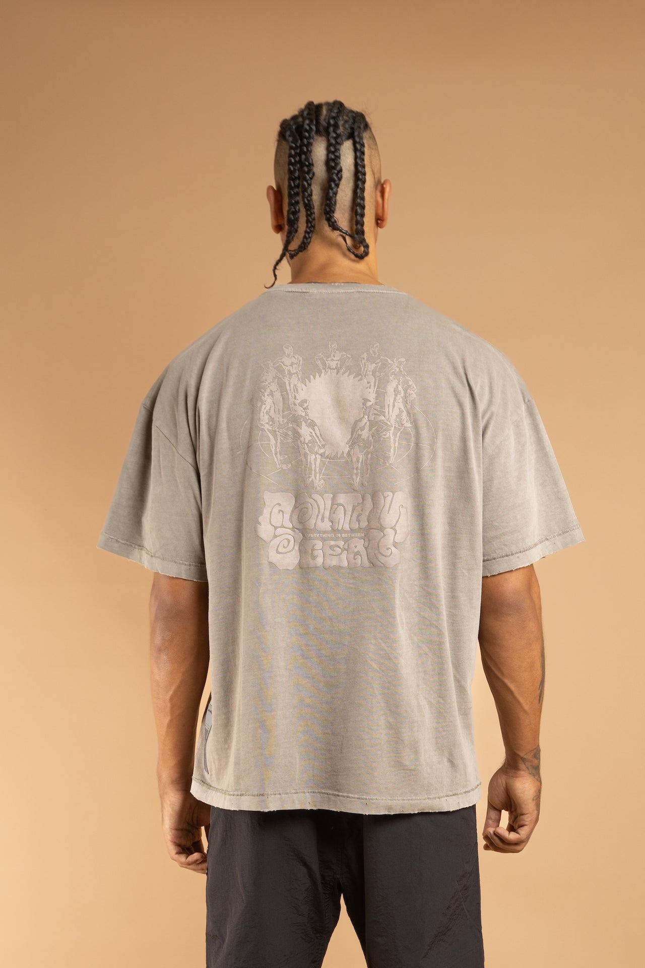 RAUNG Graphique T-Shirt - DEEPA - LIGHT GREY [PIGMENT DYED]