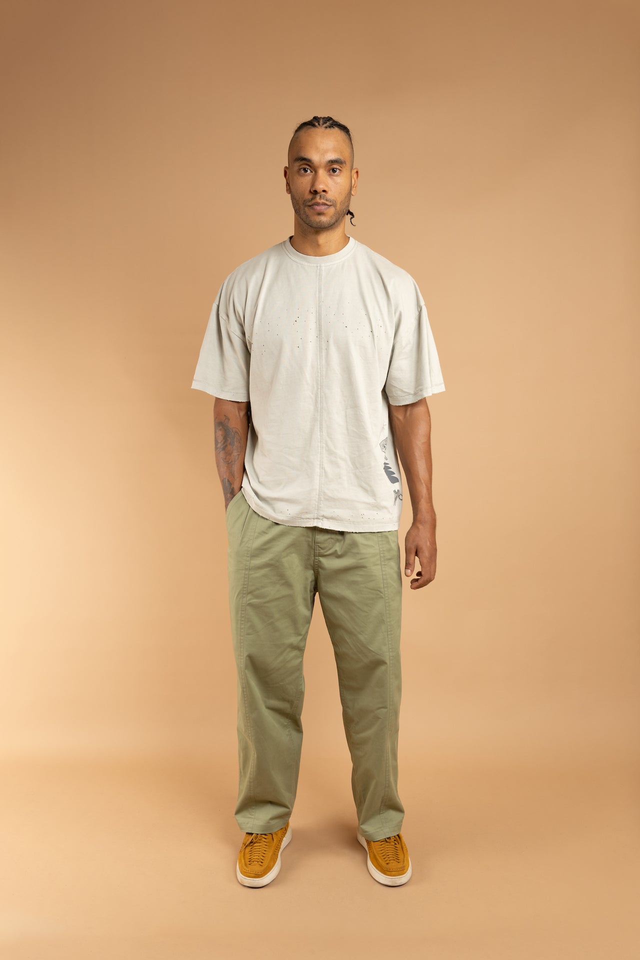 RAUNG Graphique T-Shirt - ARKA - MOON CREAM [PIGMENT DYED]