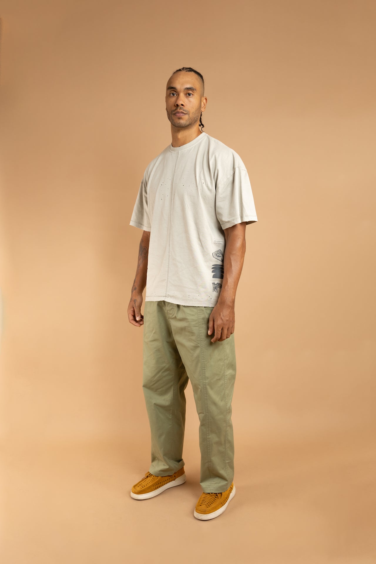 RAUNG Graphique T-Shirt - ARKA - MOON CREAM [PIGMENT DYED]