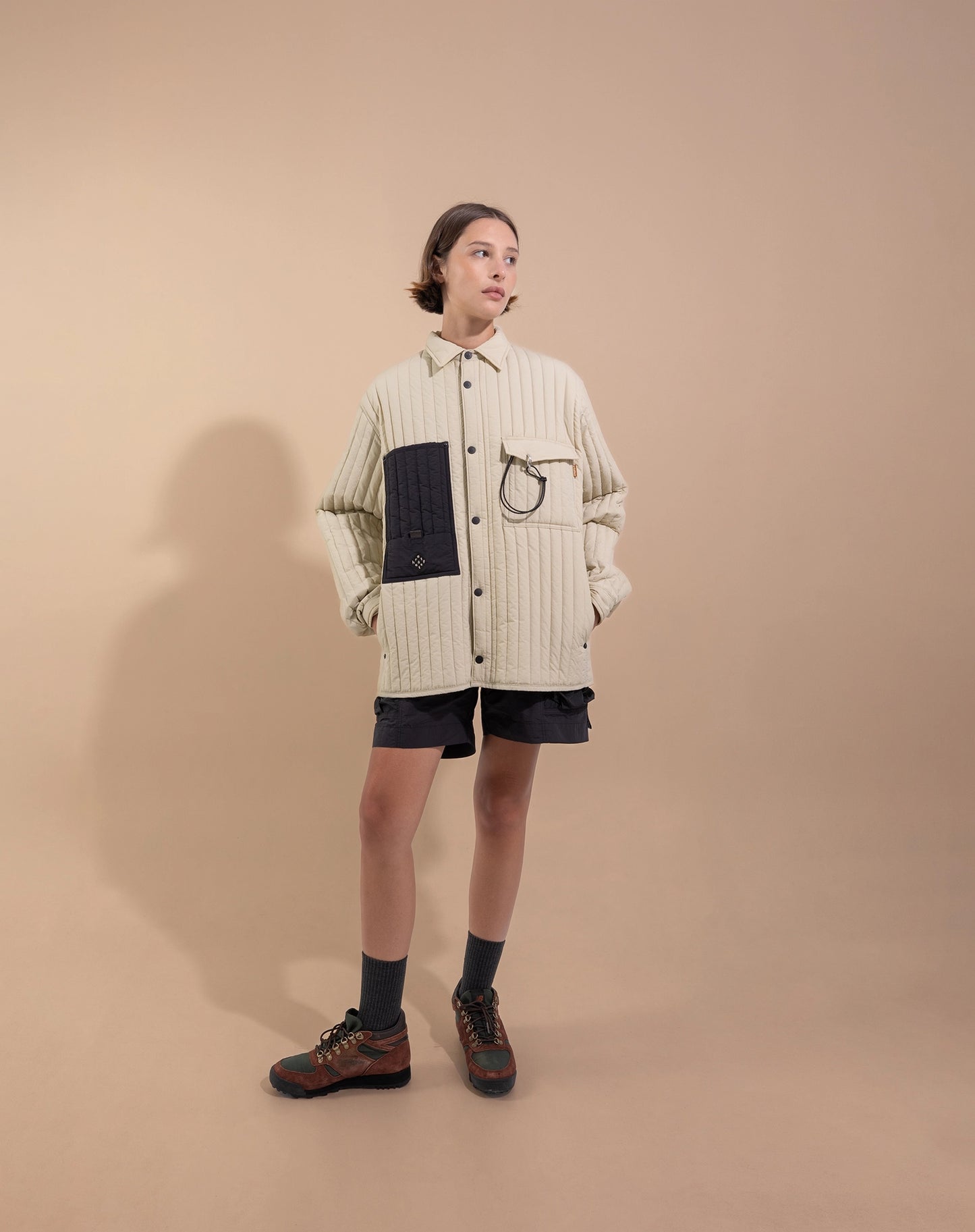 UMARI Quilted Jacket - BEIGE [REVERSIBLE]