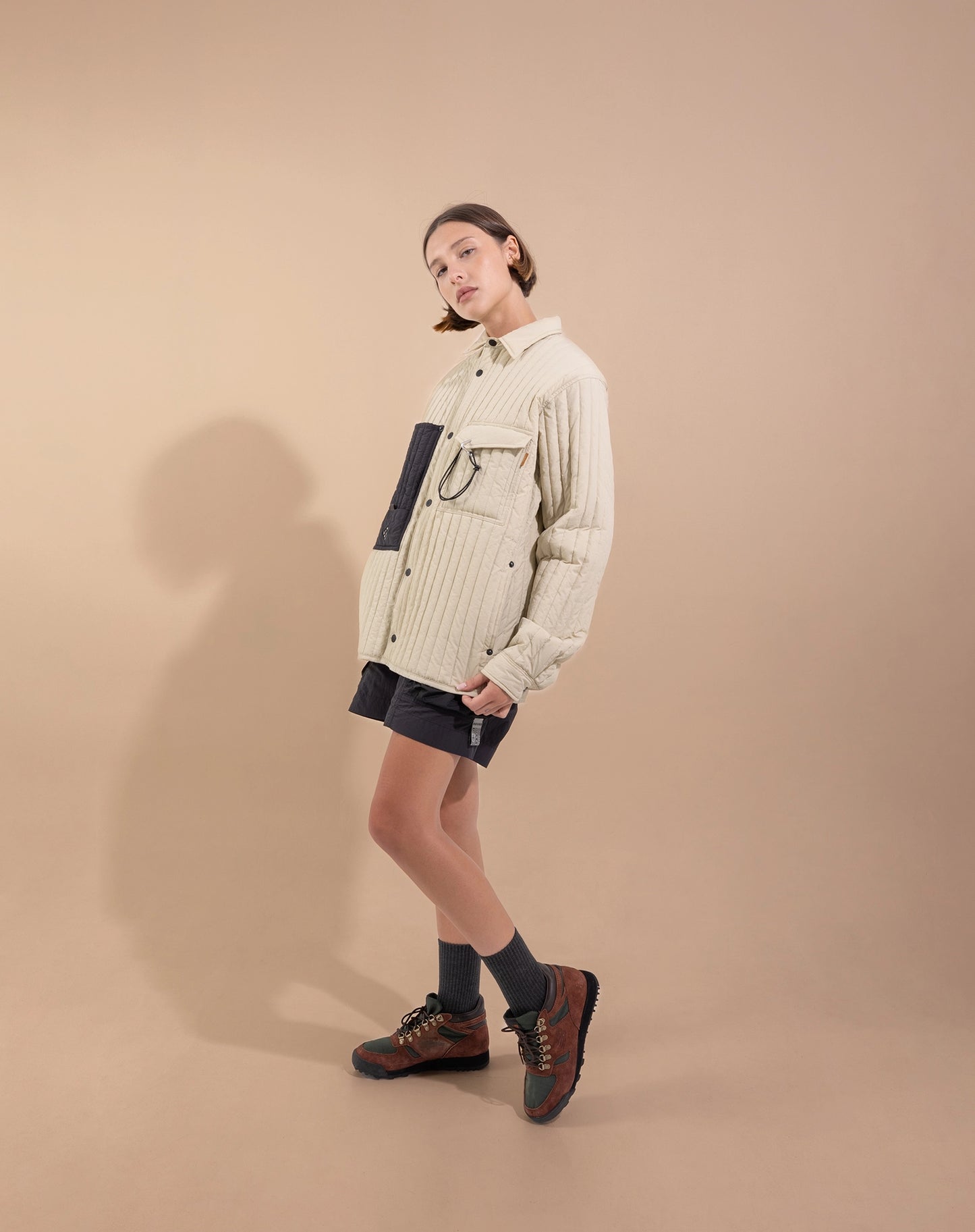 UMARI Quilted Jacket - BEIGE [REVERSIBLE]